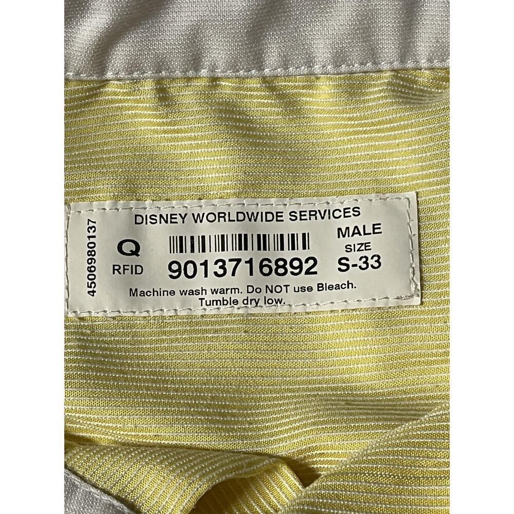 Disney Shirt Mens Small Yellow White Stripe Cast Member Costume Uniform - Picture 4 of 9